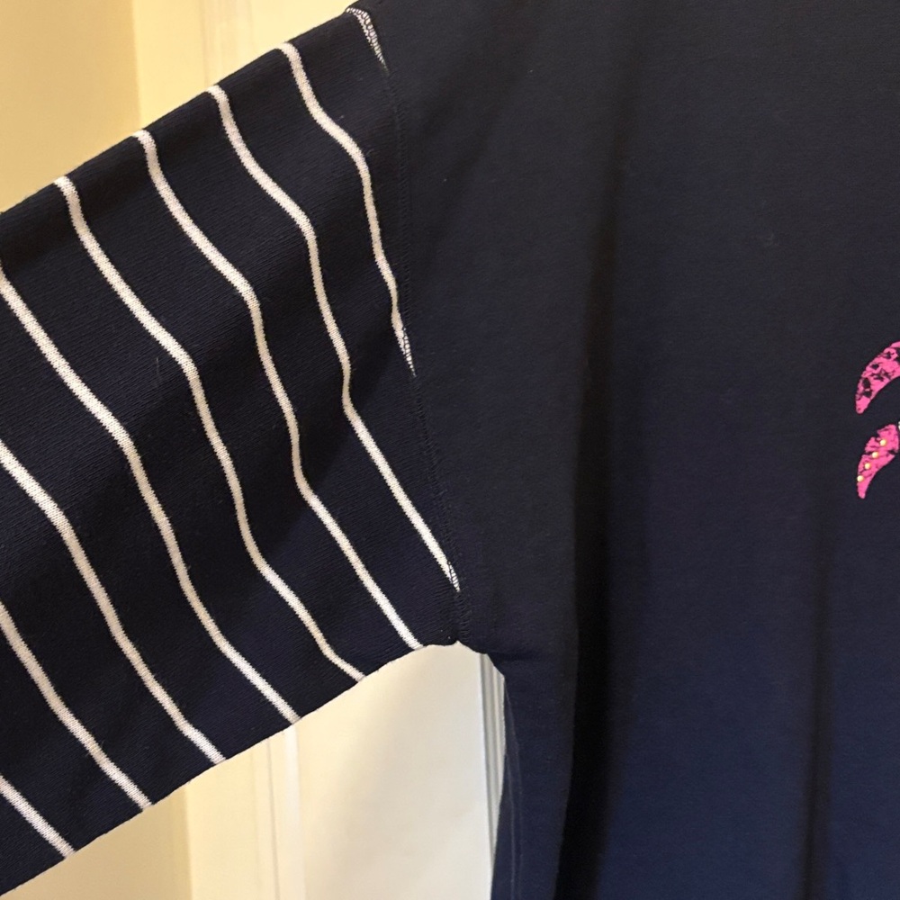 Crown & Ivy Navy Sweater with Colorful Crab and Striped Sleeves - Picture 5 of 9